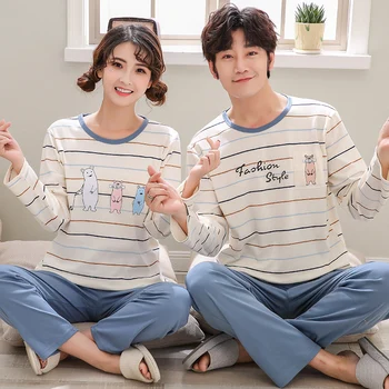 Brand Long Striped Cotton Couple Pajamas Women Cartoon Sleepwear Men's Pajama Sets Pijamas Mujer Girl Pyjamas Plus Size Homewear
Brand Long Striped Cotton Couple Pajamas Women Cartoon Sleepwear Men's Pajama Sets Pijamas Mujer Girl Pyjamas Plus Size Homewear