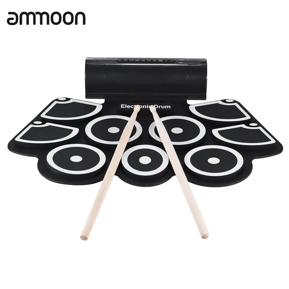 Portable Electronics Roll Up Drum Pad Set 9 Silicon Pads Built-in Speakers with Drumsticks Foot Pedals USB 3.5mm Audio Cable
Portable Electronics Roll Up Drum Pad Set 9 Silicon Pads Built-in Speakers with Drumsticks Foot Pedals USB 3.5mm Audio Cable