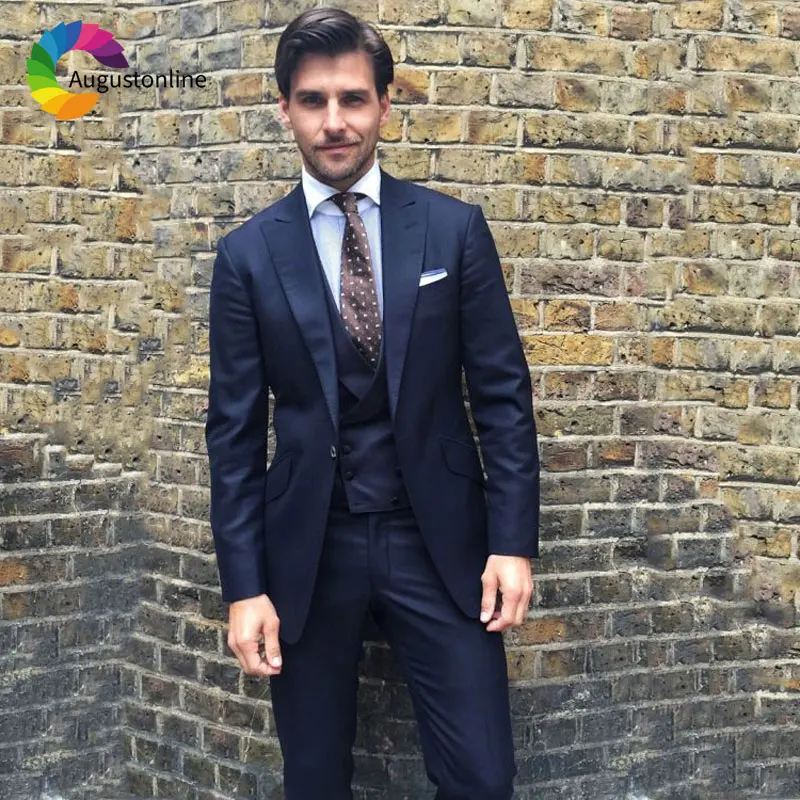 Custom Man Blazer Navy Blue Male Masculino Slim Fit Men Suits Wedding Suits for Men 3Piece Jacket Pants Vest Peaked Lapel Ternos
Custom Man Blazer Navy Blue Male Masculino Slim Fit Men Suits Wedding Suits for Men 3Piece Jacket Pants Vest Peaked Lapel Ternos