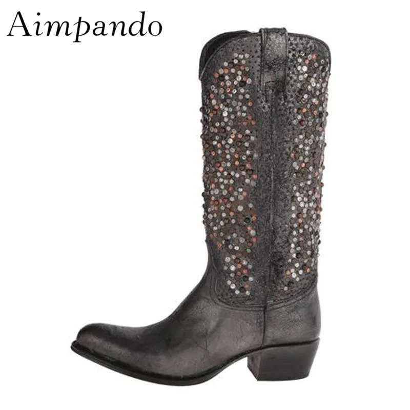 Retro Style Knee High Boots Woman Pointed Toe Rhinestone Rivet High Heel Knight Boots Fashion Leather Boots Women
Retro Style Knee High Boots Woman Pointed Toe Rhinestone Rivet High Heel Knight Boots Fashion Leather Boots Women