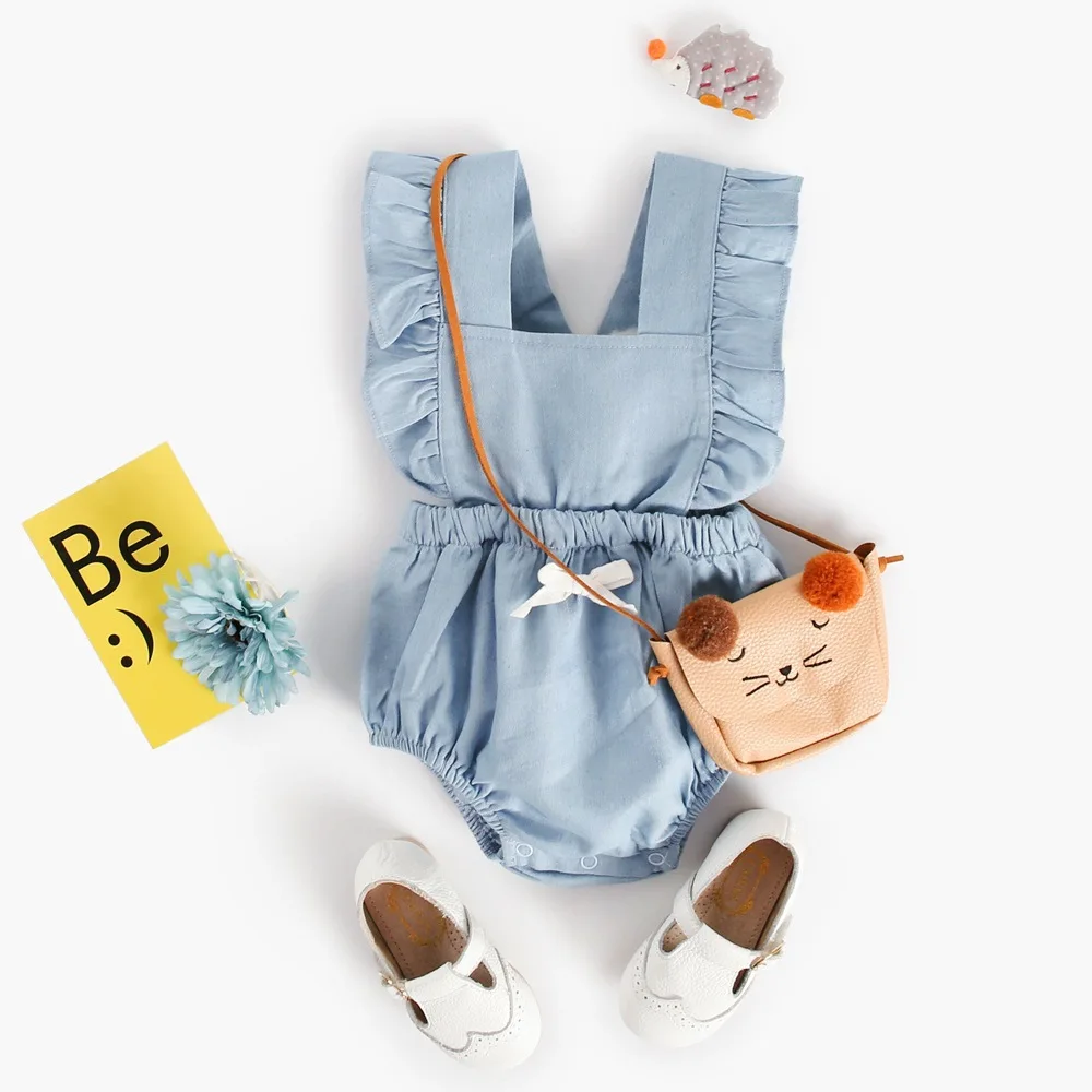 Blue Romper for Newborn Baby Girls Kids Summer Fashionals Rompers Kids Girl Clothing Off Shoulder Jumpsuit Children Clothes 0-3Y (11)