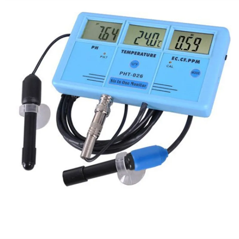 PHT-026 Multi-Function Water Quality Meter EC CF TDS PH Celsius Fahrenheit with Rechargeable Battery 6-in-1 Tester
PHT-026 Multi-Function Water Quality Meter EC CF TDS PH Celsius Fahrenheit with Rechargeable Battery 6-in-1 Tester
