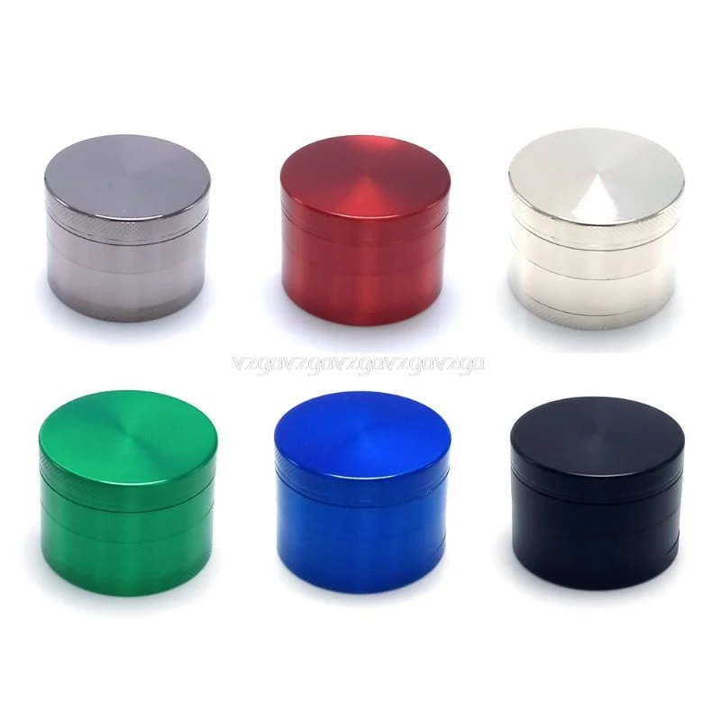 

50MM 4 Layer Zinc Alloy Glitter Solid Color Cigarette Tobacco Grinder Cylinder Hand Crank Herbal Herb Spice Crusher Muller Shred