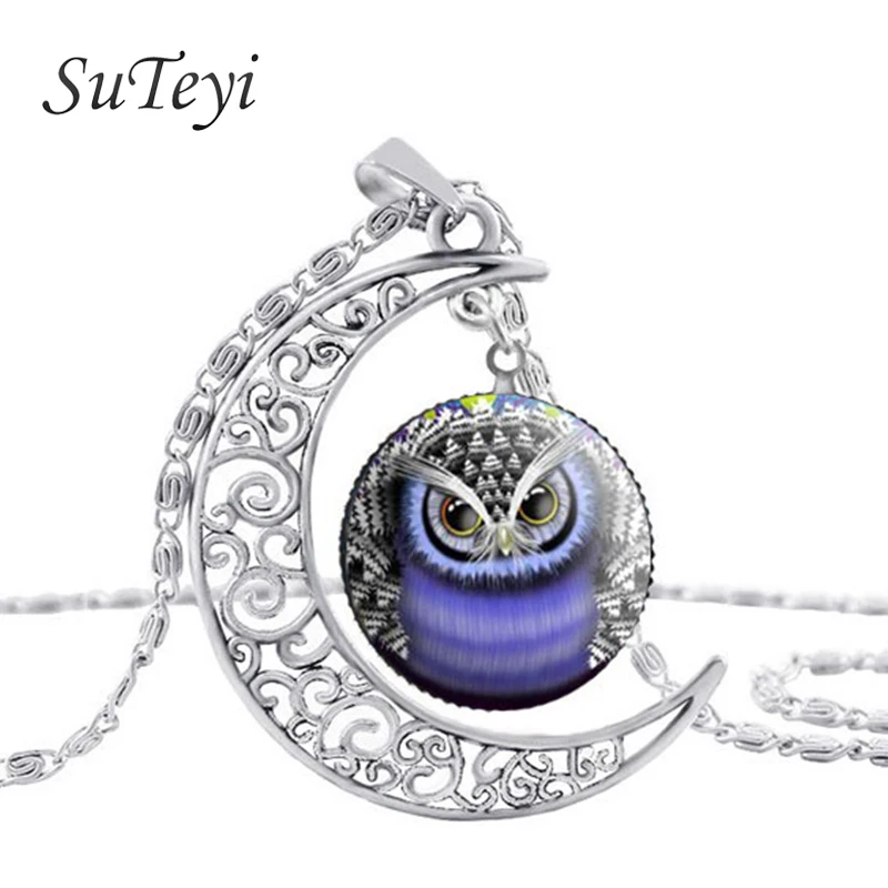 SUTEYI Hot Owl Necklace Round Glass Animal Pendant Necklaces Owl Moon Silver Chain Jewelry Accessories High Quality women Gift
SUTEYI Hot Owl Necklace Round Glass Animal Pendant Necklaces Owl Moon Silver Chain Jewelry Accessories High Quality women Gift