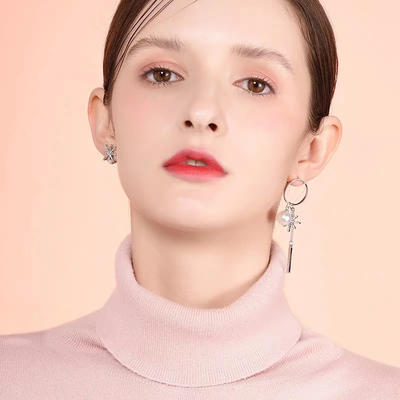 Amorita boutique 925 silver Star asymmetrical design for stylish pearl drop earrings
Amorita boutique 925 silver Star asymmetrical design for stylish pearl drop earrings
