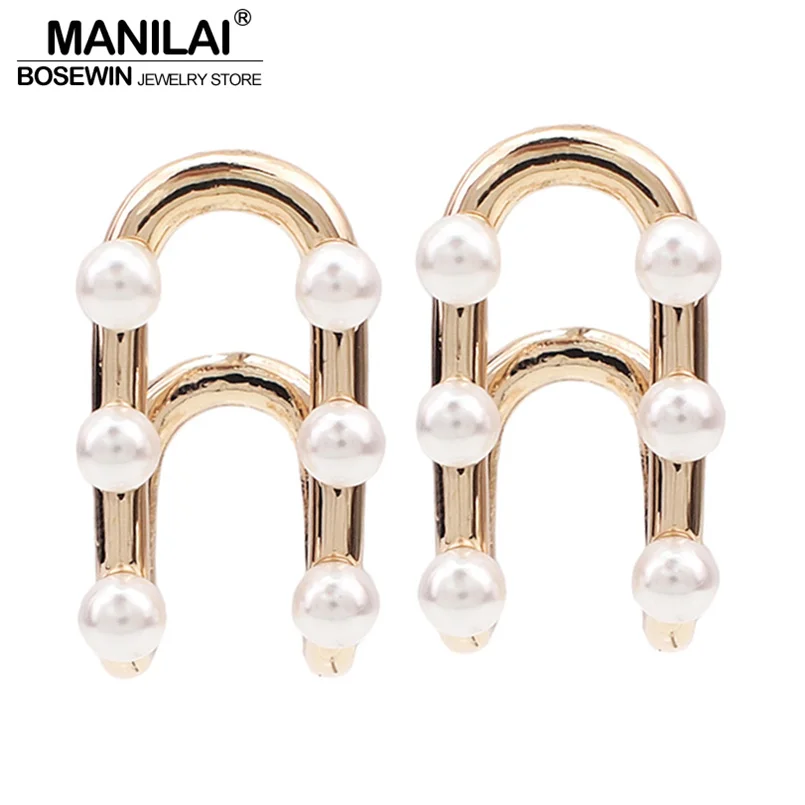 MANILAI Imitation Pearl Geometric Stud Earrings Jewelry For Women Fashion Metal Charm Big Earrings Punk
MANILAI Imitation Pearl Geometric Stud Earrings Jewelry For Women Fashion Metal Charm Big Earrings Punk
