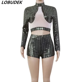 (Top+Shorts) Black Women Sexy Perspective Sequins 2 Piece Set Nightclub Female Singer Stage Costume Bar DJ Dancer Jazz DS Outfit
(Top+Shorts) Black Women Sexy Perspective Sequins 2 Piece Set Nightclub Female Singer Stage Costume Bar DJ Dancer Jazz DS Outfit