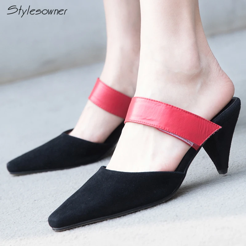 Stylesowner Sexy Women High Heels Mules Slippers Spiked Heels Shallow Summer Slides Ladies Genuine Leather Casual High Heels New
Stylesowner Sexy Women High Heels Mules Slippers Spiked Heels Shallow Summer Slides Ladies Genuine Leather Casual High Heels New