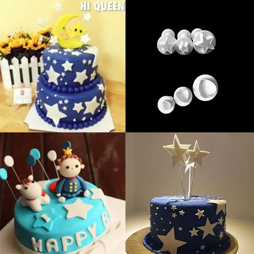 Silicone cake shape 3 pcs Star or Heart Cake Fondant Sugarcraft Cutter Plunger Cookies Tool Drop shipping #25
Silicone cake shape 3 pcs Star or Heart Cake Fondant Sugarcraft Cutter Plunger Cookies Tool Drop shipping #25