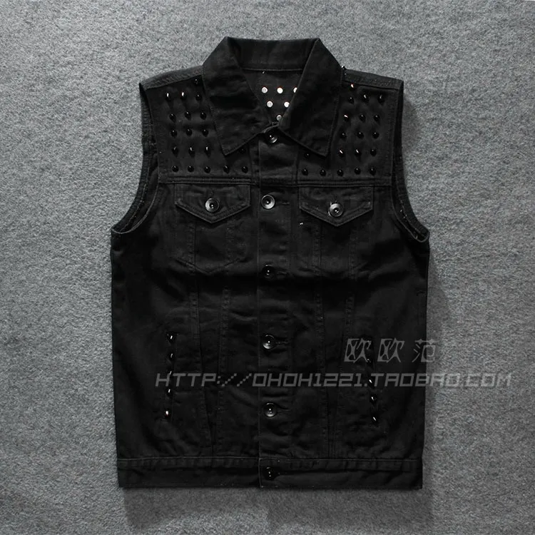 Spring Summer Pocket Rivet Pure Black Motorcycle Club Men's Denim Vest Japan Style
Spring Summer Pocket Rivet Pure Black Motorcycle Club Men's Denim Vest Japan Style