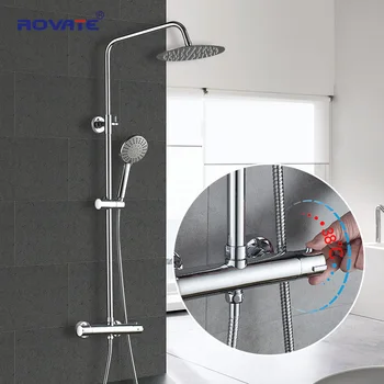 ROVATE Bathroom Shower Set Intelligent Thermostatic Faucet 9 inch Shower Head Shower System
ROVATE Bathroom Shower Set Intelligent Thermostatic Faucet 9 inch Shower Head Shower System