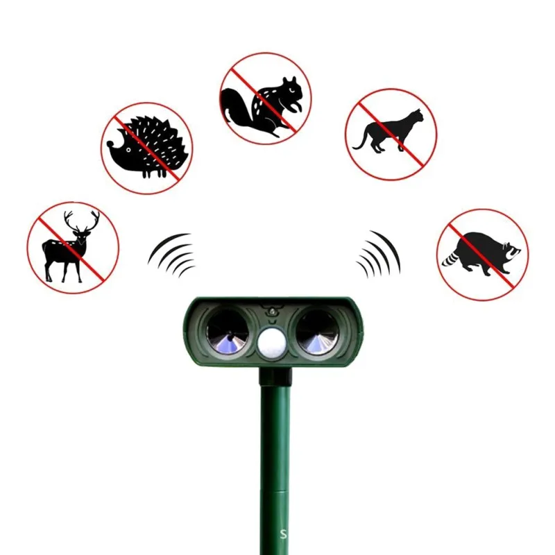 

Waterproof Outdoor Solar Power Ultrasonic Animal Pest Mouse Repeller PIR Sensor Garden Dog Fox Cat Repellent Keep Animals Away