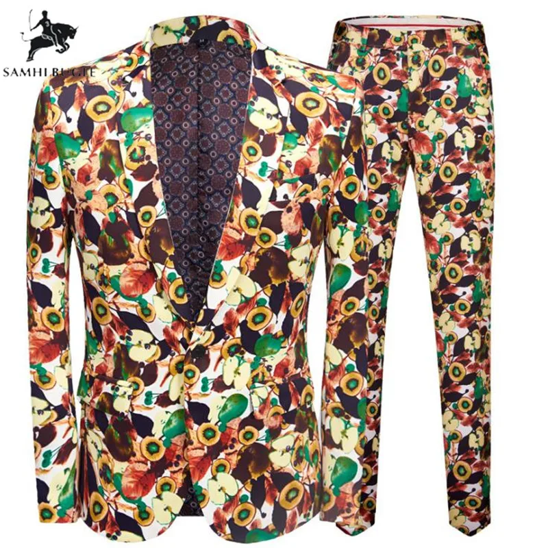 Fruit Print Suit Romantic Wedding Suits for Men 2 Pieces Set Latest Coat + Pant Designs Wedding Stage Singer Slim Fit Costume
Fruit Print Suit Romantic Wedding Suits for Men 2 Pieces Set Latest Coat + Pant Designs Wedding Stage Singer Slim Fit Costume