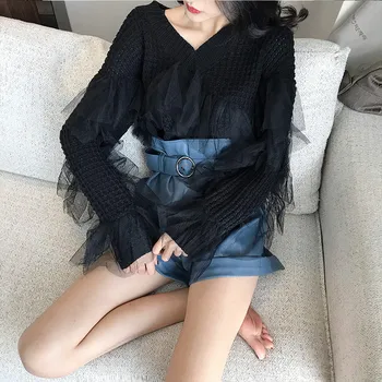 Autumn Winter Women Fashion Sweater Pullovers V Neck Solid Chic Knited Sweater Female Mesh Patchwork Loose Casual Tops Jumpers
Autumn Winter Women Fashion Sweater Pullovers V Neck Solid Chic Knited Sweater Female Mesh Patchwork Loose Casual Tops Jumpers
