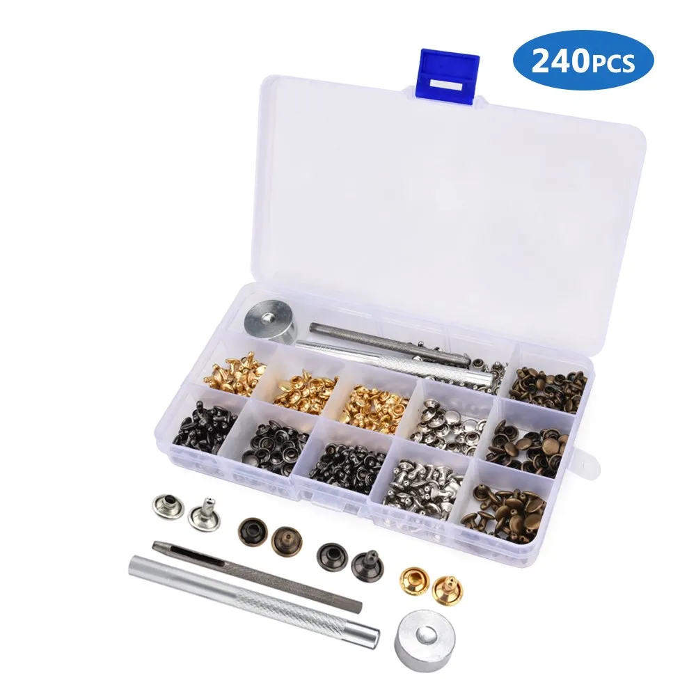 240Pcs Snap Button Fastener Kit Jeans Rivet Button Fixing Tools Clothing Snaps Studs Wallet Repair DIY Needlework Accessories
240Pcs Snap Button Fastener Kit Jeans Rivet Button Fixing Tools Clothing Snaps Studs Wallet Repair DIY Needlework Accessories