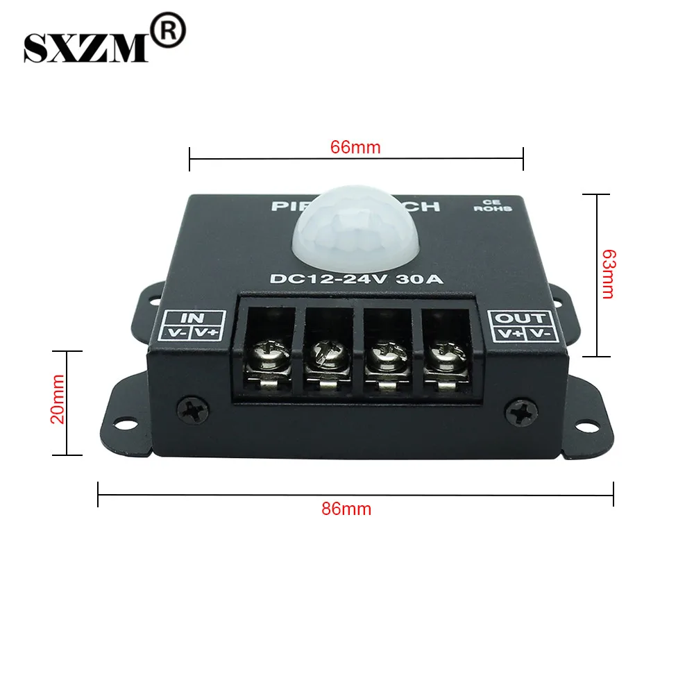 DC12V 24V 30A Light Strip Switch led PIR controller Human Body Infrared PIR Motion Sensor Switch Automatic For LED Light Strip
DC12V 24V 30A Light Strip Switch led PIR controller Human Body Infrared PIR Motion Sensor Switch Automatic For LED Light Strip