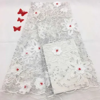 White french lace fabrics Latest elegant 3d appliques tulle mesh lace fabric with beads nigerian lace 5yards
White french lace fabrics Latest elegant 3d appliques tulle mesh lace fabric with beads nigerian lace 5yards