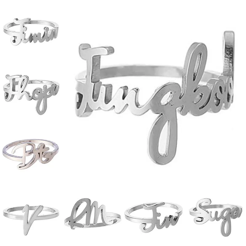 Pinksee Simple Kpop Bangtan Boys Name Letter Finger Ring JUNGKOOK JIMIN V Personality Ring for Fans Jewelry
Pinksee Simple Kpop Bangtan Boys Name Letter Finger Ring JUNGKOOK JIMIN V Personality Ring for Fans Jewelry