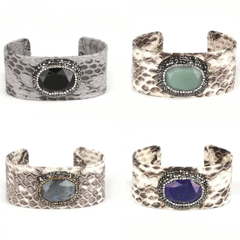big oval multi colors semi precious stone bead charm pave rhinestone real grey leather wide wrap open bangle cuff for women
big oval multi colors semi precious stone bead charm pave rhinestone real grey leather wide wrap open bangle cuff for women