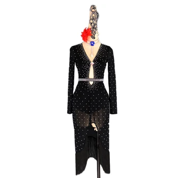 Glitter Rhinestones Latin Dance Dress Female Adult Sexy Competition Suit Dance Clothes Black Elastic Mesh Gauze Tango Dresses
Glitter Rhinestones Latin Dance Dress Female Adult Sexy Competition Suit Dance Clothes Black Elastic Mesh Gauze Tango Dresses