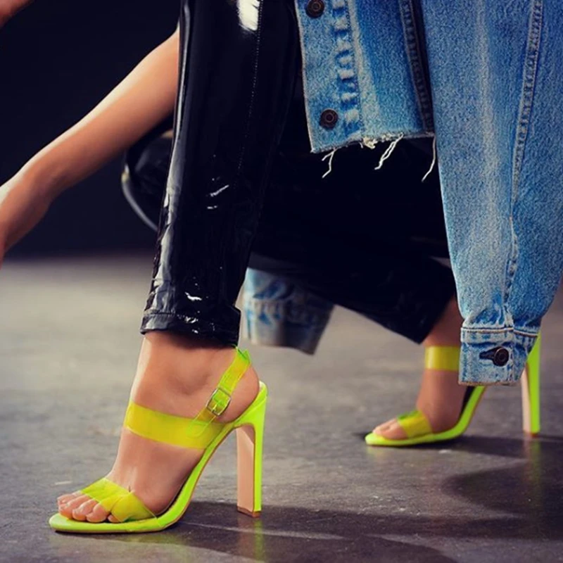 2019 PVC Jelly Sandals Open Toed High Heels Fashion Women Transparent Heel Sandals Party Pumps 11CM Lemon yellow
2019 PVC Jelly Sandals Open Toed High Heels Fashion Women Transparent Heel Sandals Party Pumps 11CM Lemon yellow