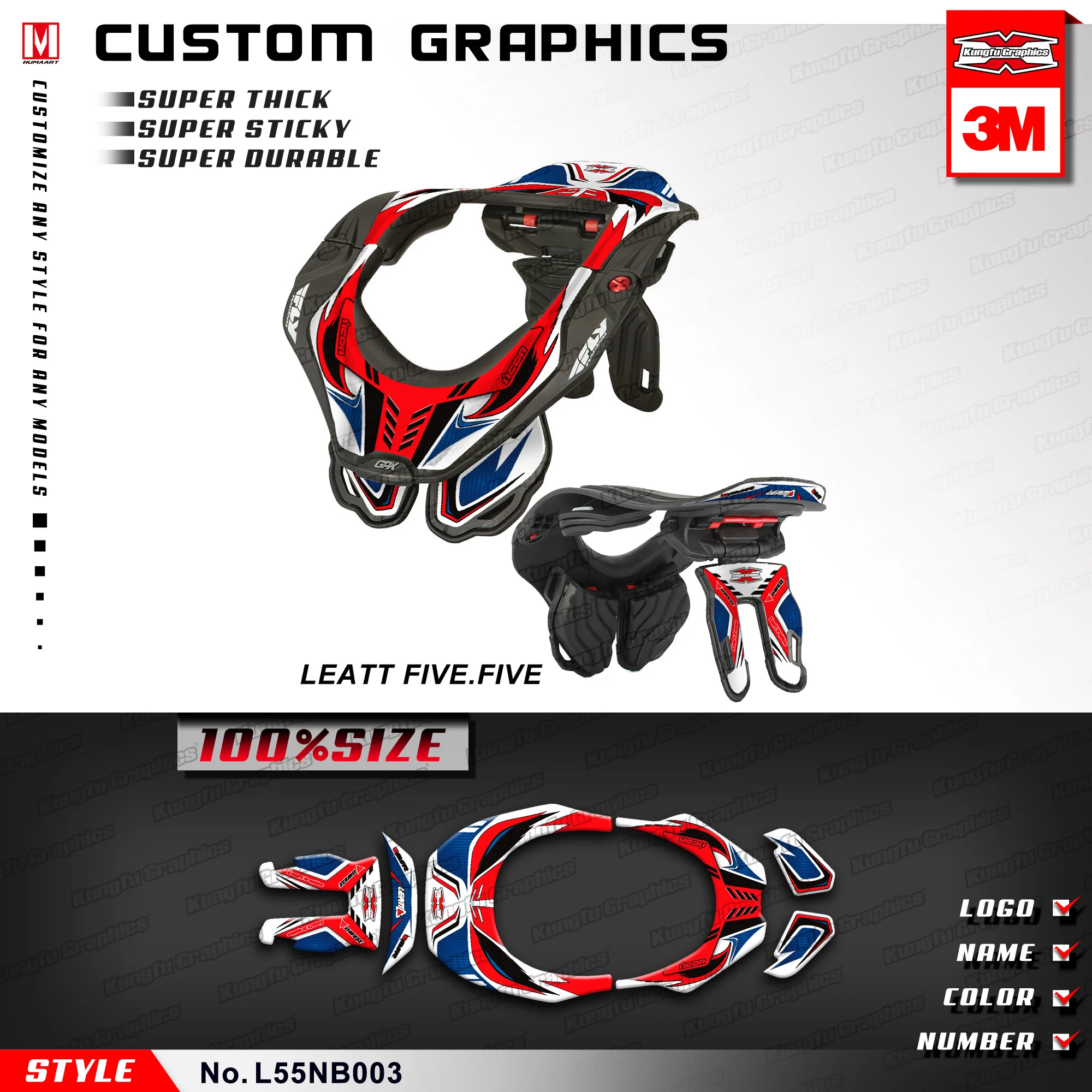 KUNGFU GRAPHICS Personalized Vinyl Stickers Red for Leatt 5.5 Neck Brace Protector 2012 2013 2014 2015 2016 (Style no. L55NB003)
KUNGFU GRAPHICS Personalized Vinyl Stickers Red for Leatt 5.5 Neck Brace Protector 2012 2013 2014 2015 2016 (Style no. L55NB003)