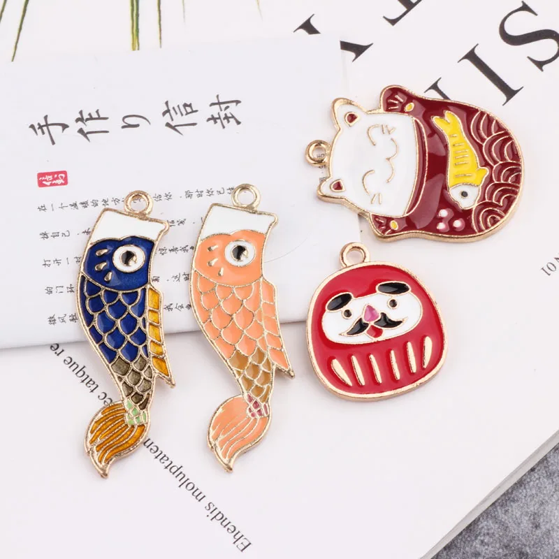 10PCS Fashion Lucky Cats Carp Pendant Cat Fish Enamel Charms Fit DIY Earrings Accessories Charms Jewelry Making Finding FX068
10PCS Fashion Lucky Cats Carp Pendant Cat Fish Enamel Charms Fit DIY Earrings Accessories Charms Jewelry Making Finding FX068