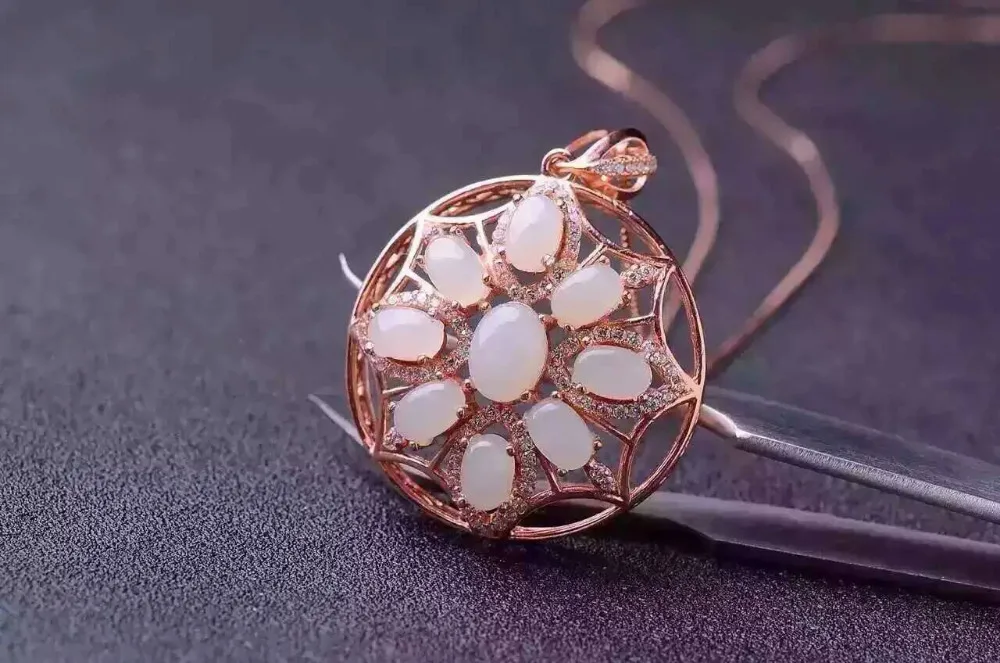 Natural white jade pendant S925 silver Natural Gemstone Pendant Necklace trendy elegant ball round women party fine jewelry 
Natural white jade pendant S925 silver Natural Gemstone Pendant Necklace trendy elegant ball round women party fine jewelry