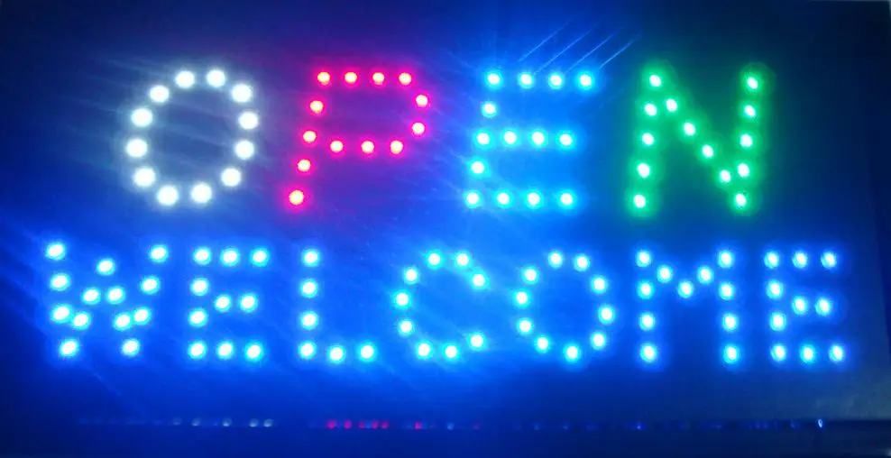 Welcome Open LED Light Animated Neon Sign size 10*19 inch semi-outdoor advertising Plastic PVC frame Display
Welcome Open LED Light Animated Neon Sign size 10*19 inch semi-outdoor advertising Plastic PVC frame Display