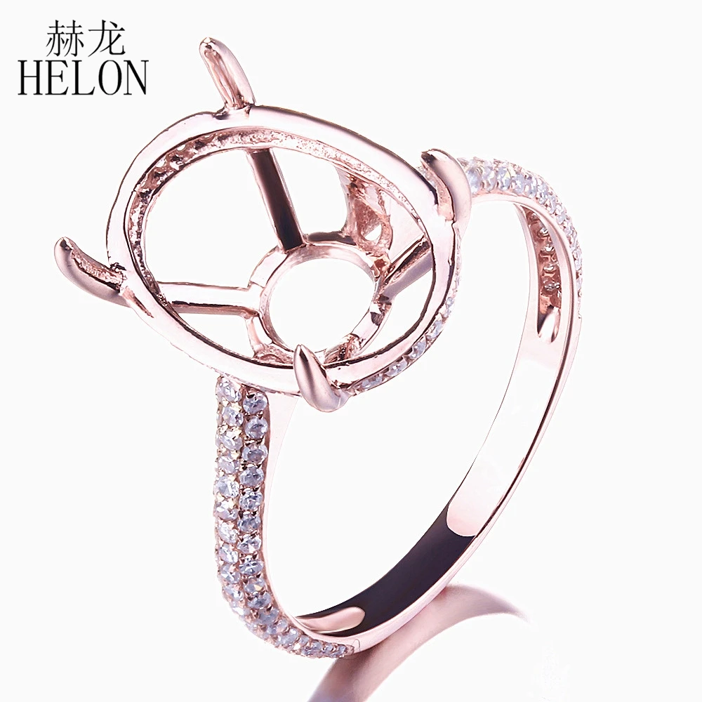 HELON Solid 14K Rose Gold Oval Cut 8.25x13mm-11x16mm Engagement Wedding Semi Mout Pave 0.45ct Diamonds Ring Setting 
HELON Solid 14K Rose Gold Oval Cut 8.25x13mm-11x16mm Engagement Wedding Semi Mout Pave 0.45ct Diamonds Ring Setting