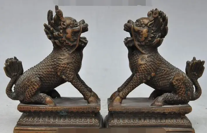 S06797 5"chinese pure bronze Kirin Unicorn Kylin dragon head Guardian beast statue pair discount 30% (C0324)
S06797 5"chinese pure bronze Kirin Unicorn Kylin dragon head Guardian beast statue pair discount 30% (C0324)
