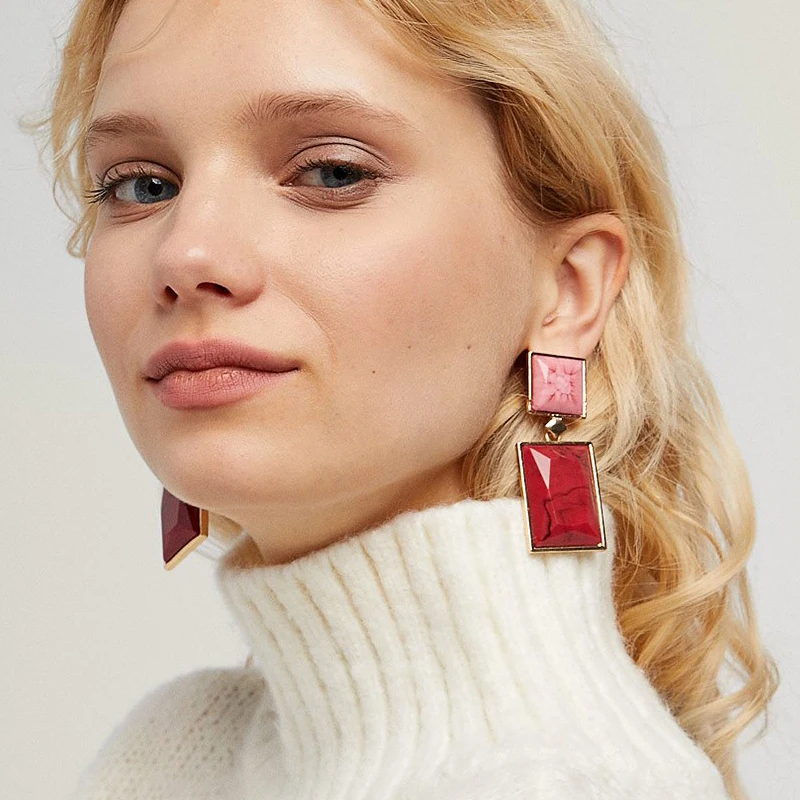 JUJIA 4 colors Good quality New Women's fashion square statement earrings for women resin earrings
JUJIA 4 colors Good quality New Women's fashion square statement earrings for women resin earrings