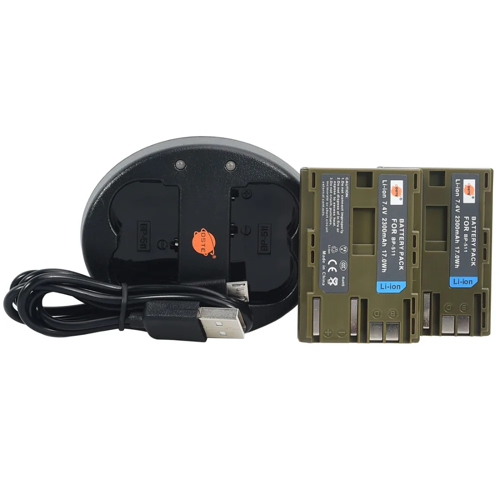 DSTE 2pcs BP-511 BP511A Li-ion Battery + USB Dual Charger for Canon EOS 40D 300D 5D 20D 30D 50D MVS 100i 150i 2i 1i ZR20 25MC G3
DSTE 2pcs BP-511 BP511A Li-ion Battery + USB Dual Charger for Canon EOS 40D 300D 5D 20D 30D 50D MVS 100i 150i 2i 1i ZR20 25MC G3