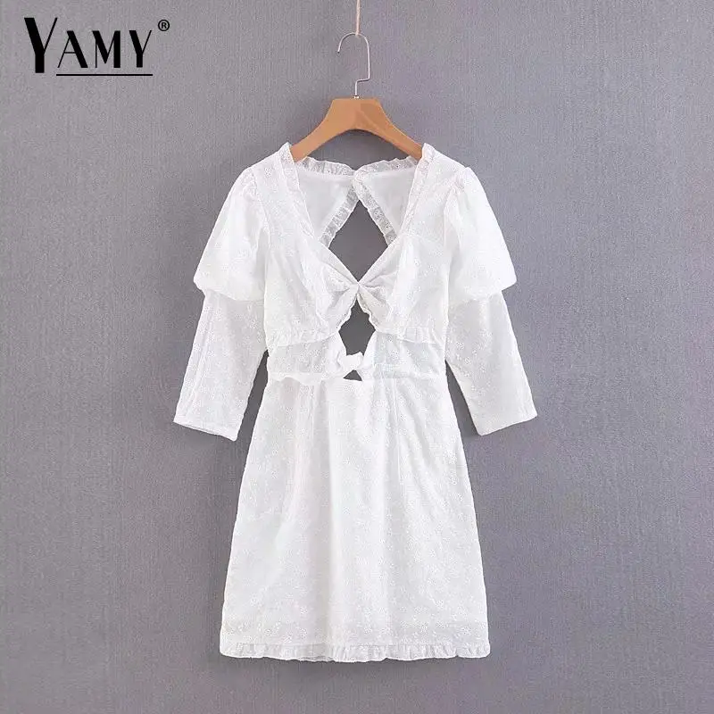 2019 Sexy V neck beach white dress women elegant hollow out party dress summer boho vintage mini dress korean clothes vestidos
2019 Sexy V neck beach white dress women elegant hollow out party dress summer boho vintage mini dress korean clothes vestidos