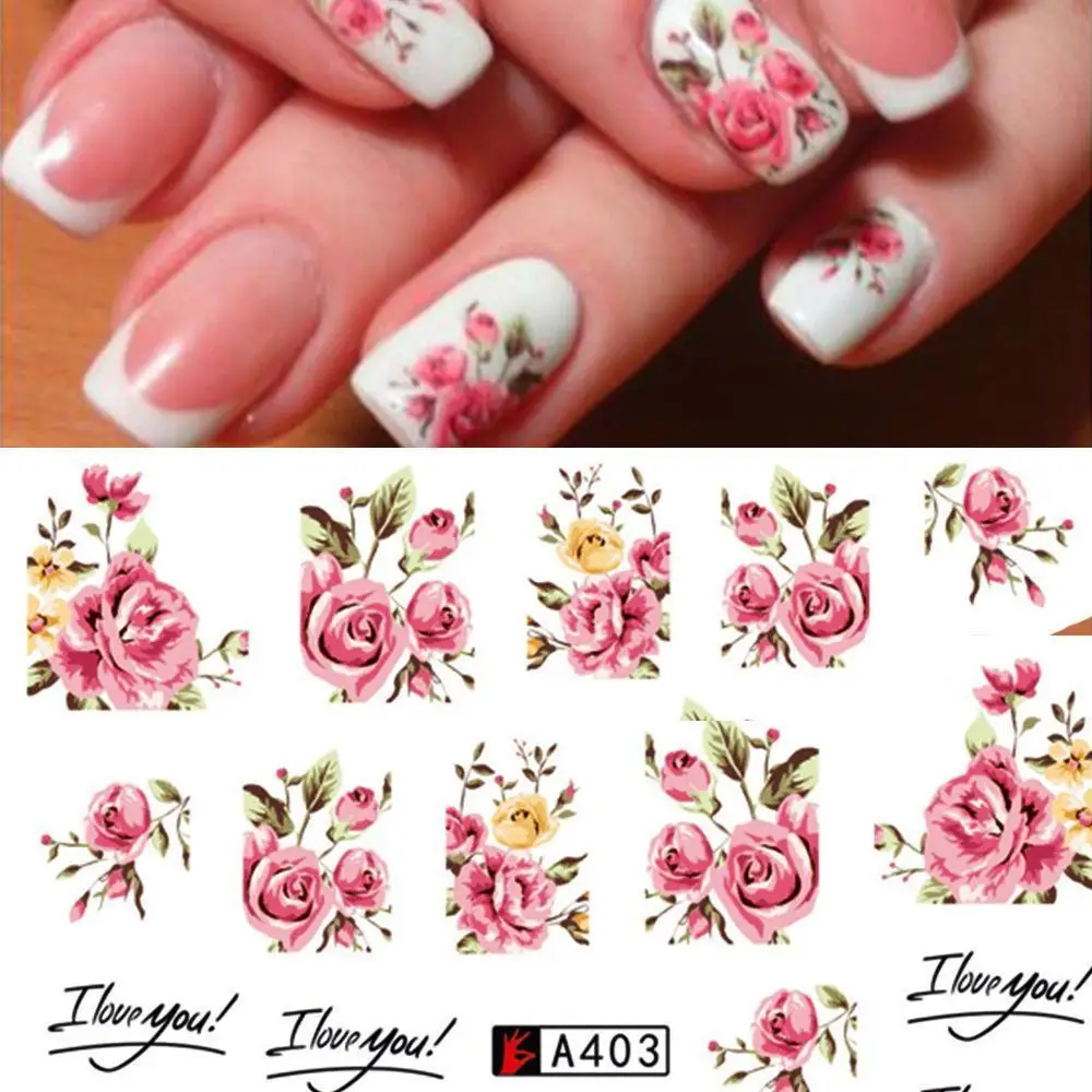 Nail Art Water Decals Stickers Transfers Rink Roses Flowers Gel Polish Nail Manicure Decor Romantic Design Nail Art Stickers 1PC
Nail Art Water Decals Stickers Transfers Rink Roses Flowers Gel Polish Nail Manicure Decor Romantic Design Nail Art Stickers 1PC