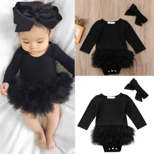 Hot Sell Toddler Newborn Baby Girl Black Long Sleeve Jumpsuit Bodysuit Tutu Dress Bowknot Headband Fashion Outfit Clothes Set
Hot Sell Toddler Newborn Baby Girl Black Long Sleeve Jumpsuit Bodysuit Tutu Dress Bowknot Headband Fashion Outfit Clothes Set