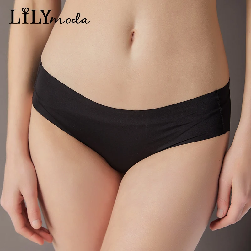 

Lilymoda Women's Sexy Seamless Panties Mid Waist Solid Briefs Underwear Smooth Ultra Thin Lingerie For Girls Soft Cotton Crotch