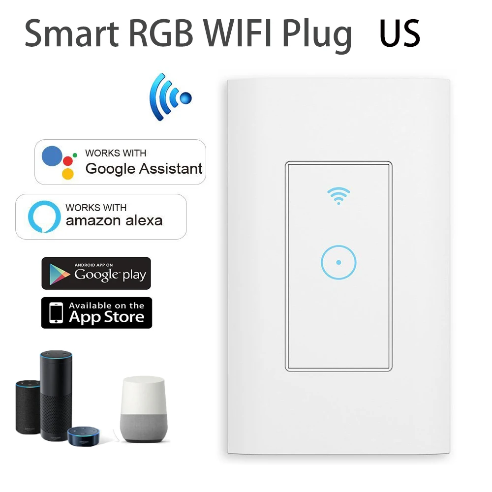 1 Gang US Smart WiFi Wall Touch Switch ,APP Remote Control, LED Light Intelligence Controller Work with Alexa Amazon Google Home 
1 Gang US Smart WiFi Wall Touch Switch ,APP Remote Control, LED Light Intelligence Controller Work with Alexa Amazon Google Home