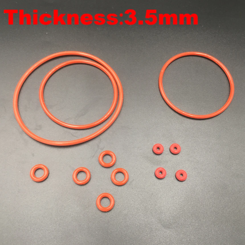 

60pcs 20x3.5 20*3.5 21x3.5 21*3.5 22x3.5 22*3.5 (OD*Thickness) 3.5mm VMQ Food Grade Red Silicone Oil Seal O Ring O-Ring Gasket