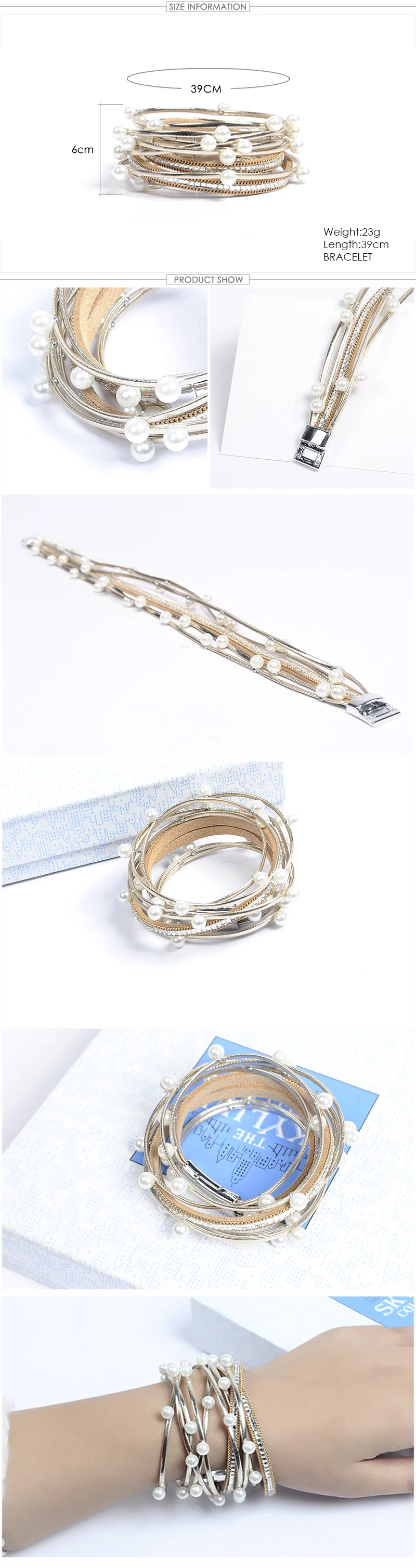 Pearl Leather Bangle Wrap