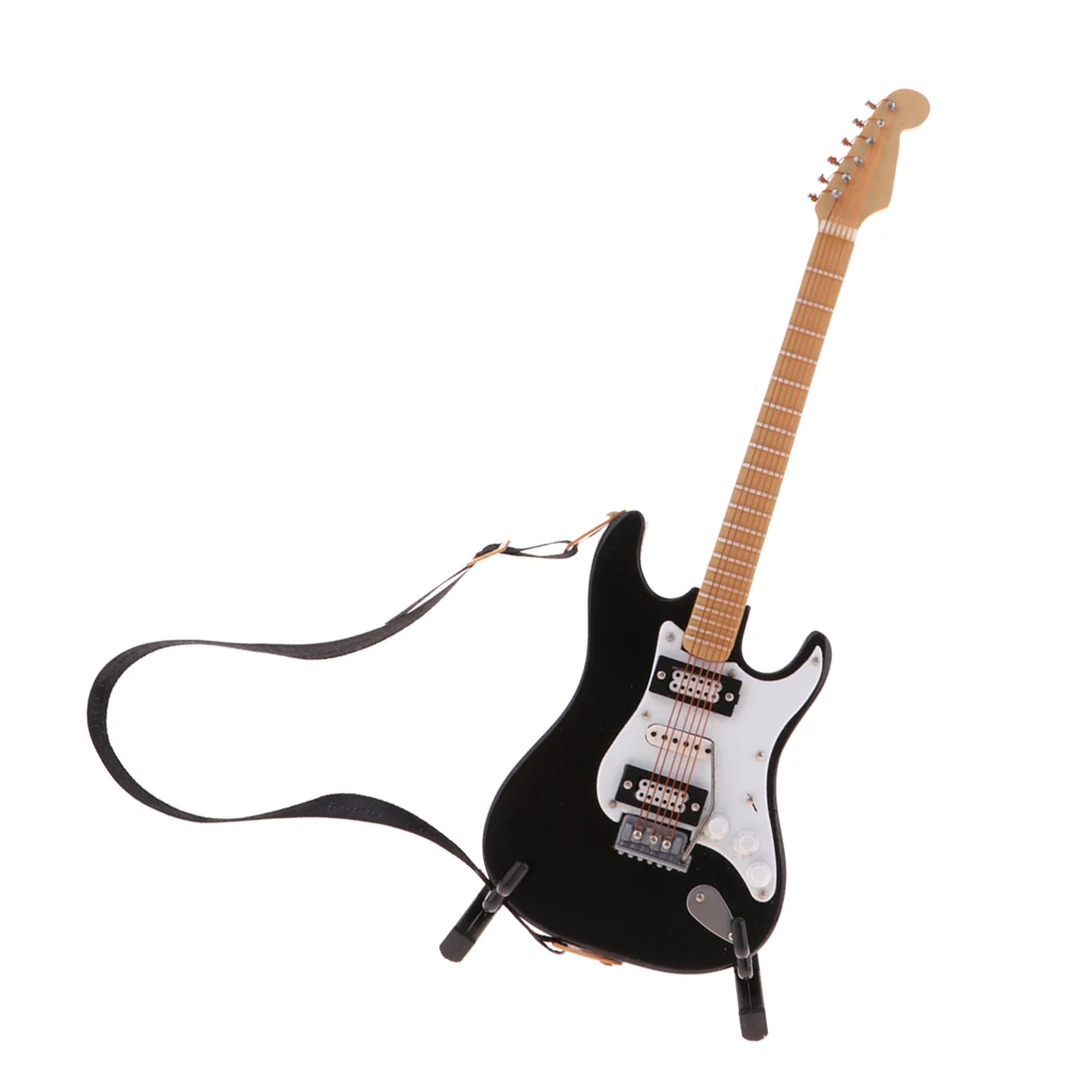 1/6 Dollhouse Music Instrument Ornament Miniature Electric Guitar With Stand, Doll House Decor Accessories 1/6 Dollhouse Music Instrument Ornament Miniature Electric Guitar With Stand, Doll House Decor Accessories
