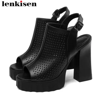 Lenkisen genuine leather super high heels peep toe buckle strap gladiator shoes platform superstars runway slingback sandals L11
Lenkisen genuine leather super high heels peep toe buckle strap gladiator shoes platform superstars runway slingback sandals L11