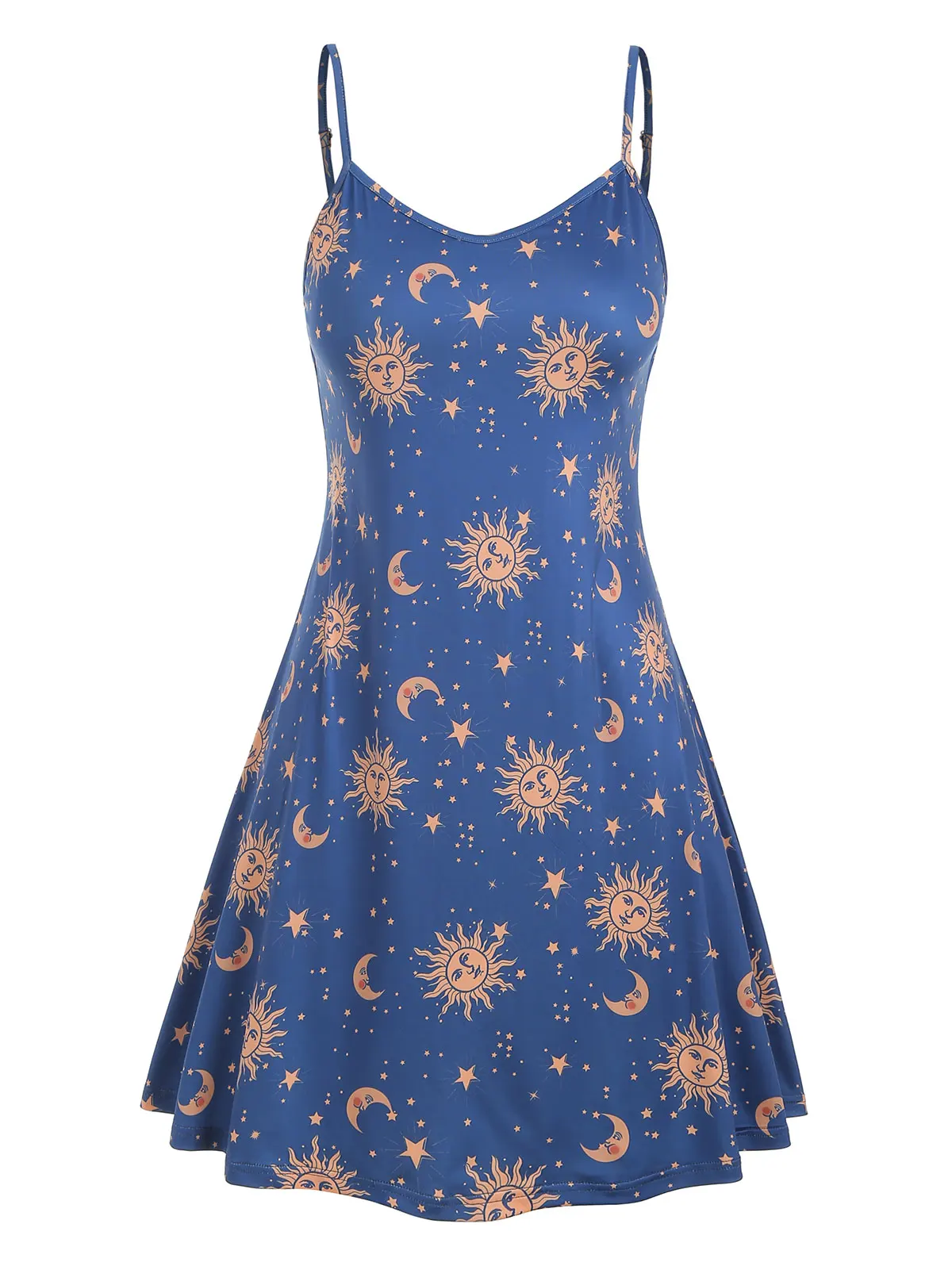 Women Summer Vintage Mini Dress Sun Stars Moon Print 5XL Plus Size Trapeze Dress Spaghetti Strap Sleeveless Elastic A-Line Dress
Women Summer Vintage Mini Dress Sun Stars Moon Print 5XL Plus Size Trapeze Dress Spaghetti Strap Sleeveless Elastic A-Line Dress