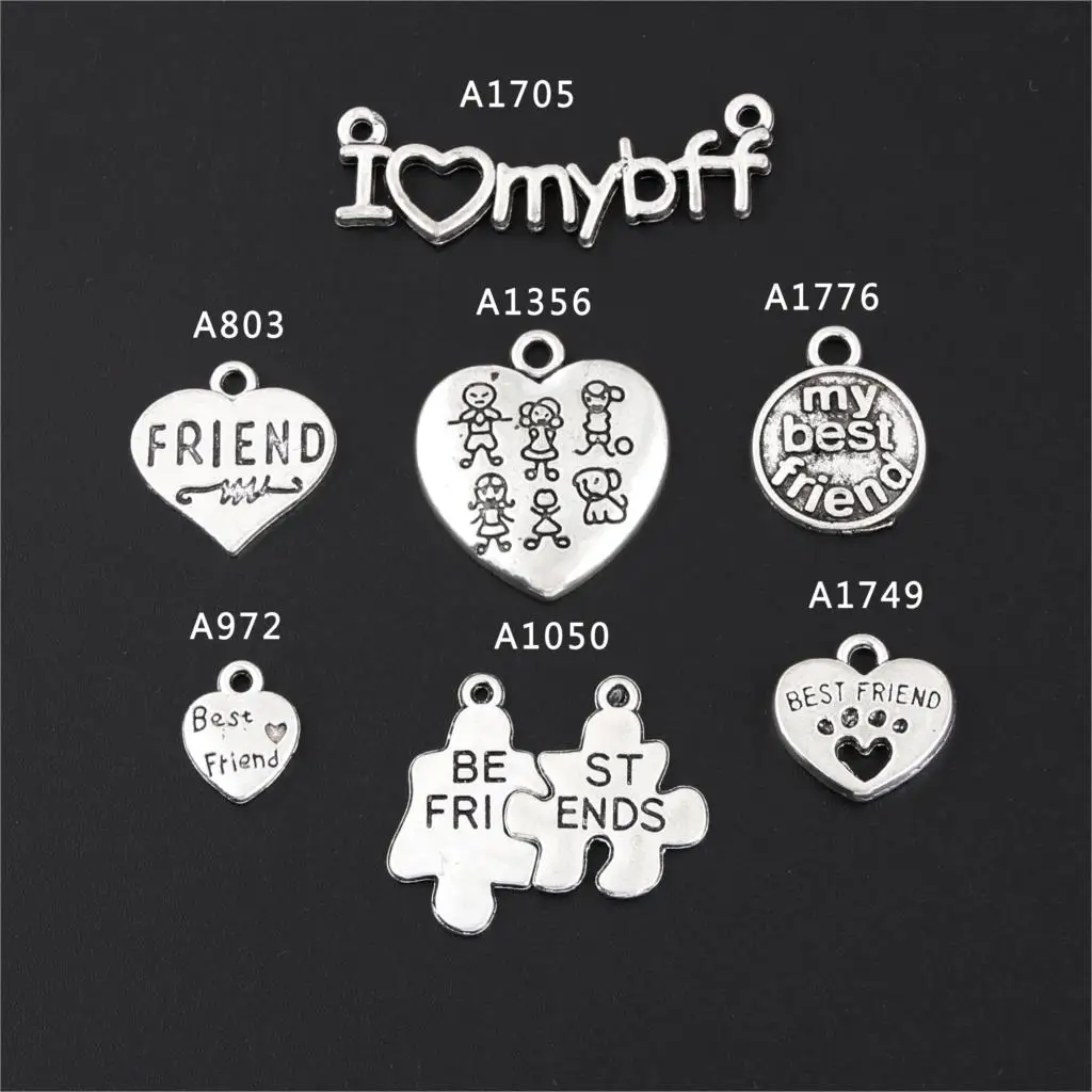 10Pcs Antique Sliver Printed Words I love My Bff Charms Best Friends Heart Puzzle Pendant For Women Gift Necklaces Jewelry
10Pcs Antique Sliver Printed Words I love My Bff Charms Best Friends Heart Puzzle Pendant For Women Gift Necklaces Jewelry