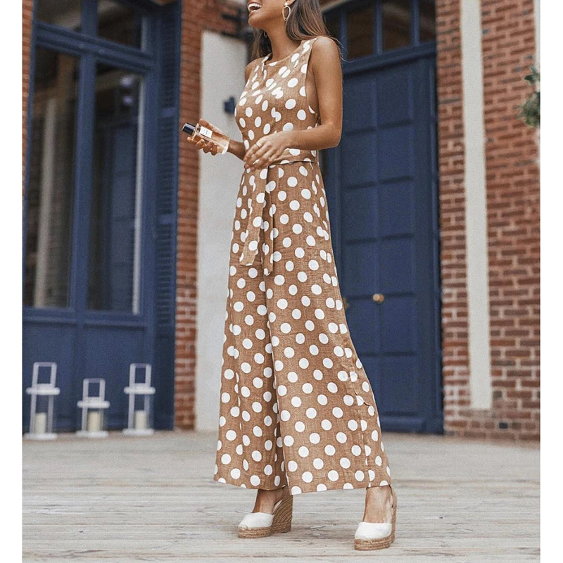 Women Strap Printed Polka Dot Belted Jumpsuit Casual Party Wide Leg Long Summer Sexy Sleeveless Female Rompers WS9923E
Women Strap Printed Polka Dot Belted Jumpsuit Casual Party Wide Leg Long Summer Sexy Sleeveless Female Rompers WS9923E