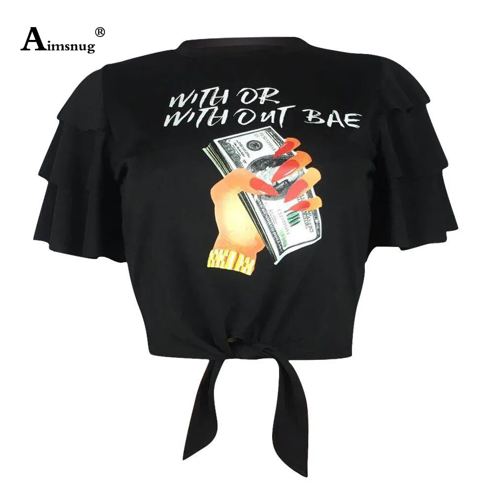 Women Letter Rose Print T Shirts O Neck Ruffle Butterfly Sleeve Tie Tops Casual Summer For Ladies Sexy Club Wear Tee Shirt
Women Letter Rose Print T Shirts O Neck Ruffle Butterfly Sleeve Tie Tops Casual Summer For Ladies Sexy Club Wear Tee Shirt