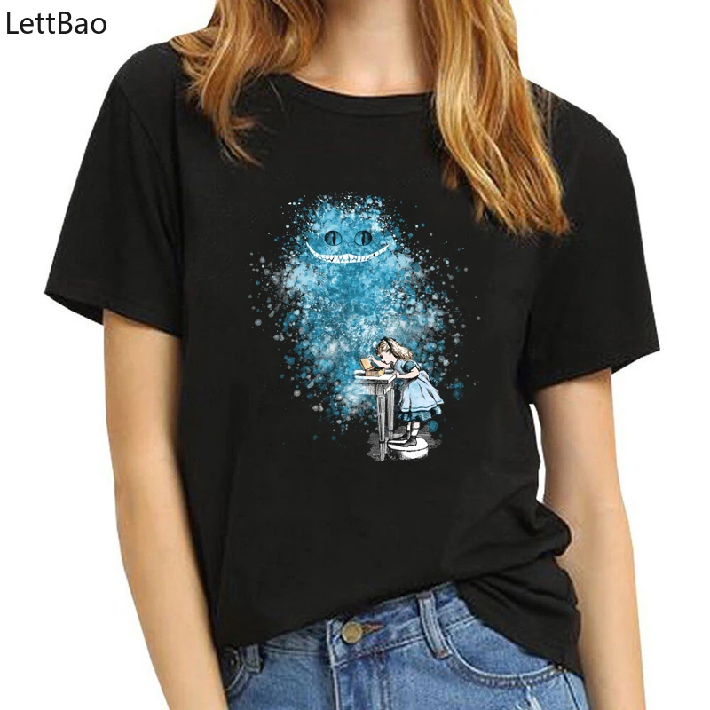 Alice In Wonderland Cheshire Cat t shirt women Summer top Fashion tee shirt femme Cute Girl 90s aesthetic tshirt korean Style
Alice In Wonderland Cheshire Cat t shirt women Summer top Fashion tee shirt femme Cute Girl 90s aesthetic tshirt korean Style