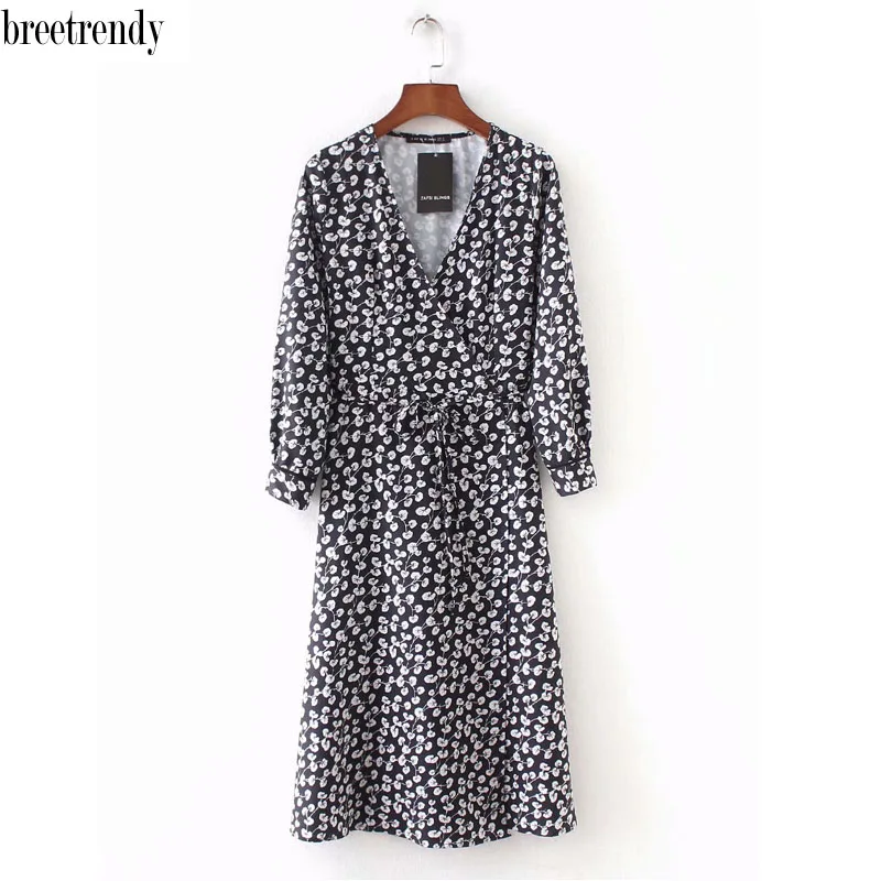 Q112 Fall women v neck crossed floral print split long dress ladies vintage match all dresses vestidos
Q112 Fall women v neck crossed floral print split long dress ladies vintage match all dresses vestidos