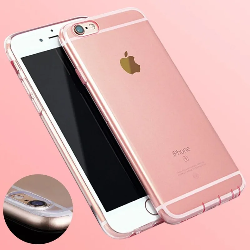

Transparent silicone phone cases for iphone 7 8 6 6s plus Ultrathin TPU back cover with dirt-resistant plug for iphone 7 8 plus