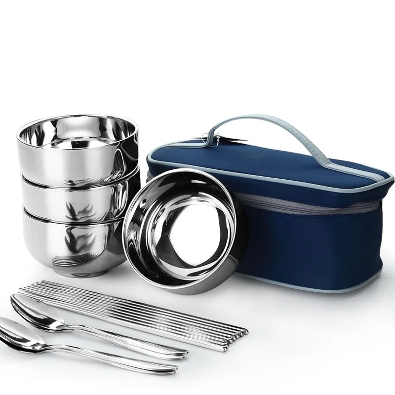 Portable Travel Tableware Dinner Set Stainless Steel Double Wall Insulated Bowl Spoon Foldable Chopsticks Set With Storage Bag
Portable Travel Tableware Dinner Set Stainless Steel Double Wall Insulated Bowl Spoon Foldable Chopsticks Set With Storage Bag